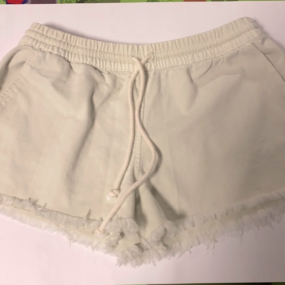 Aerie Cream Denim Shorts Drawstring Medium - Picture 2 of 4